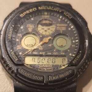 Vtg Casio AW-20 Speed Memory Ani-Digital Alarm Chrono Men's Watch For Repair